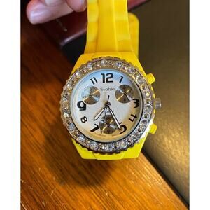 Women's Sophie Watch by Collezio, Yellow Poly with Crystal Bezel